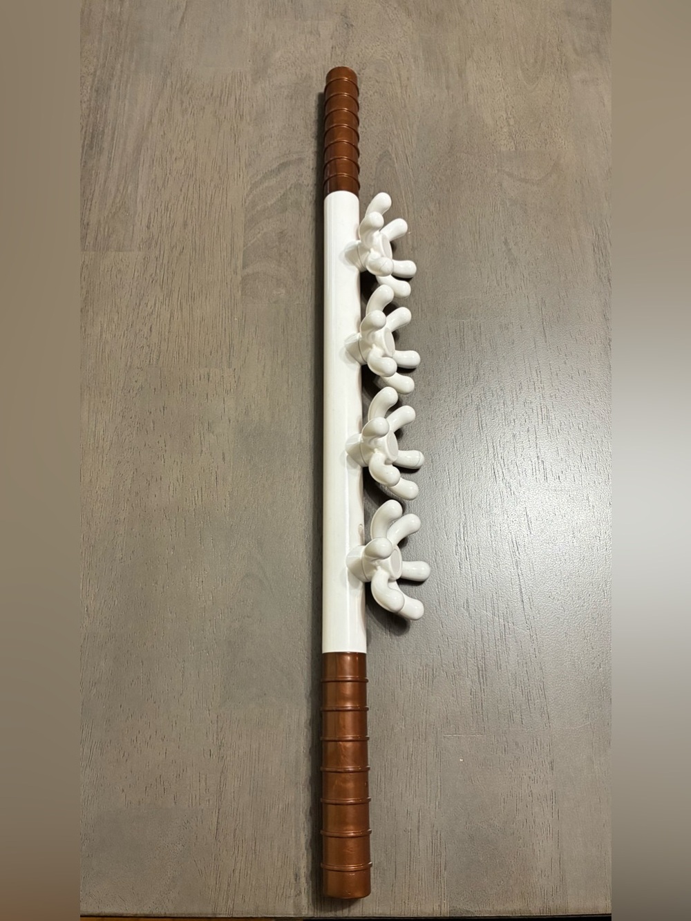 White and Brown Manual Back Massager Stick
